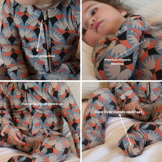 Bebé durmiendo en pijama de bambú, ideal para noches frescas"
